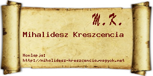 Mihalidesz Kreszcencia névjegykártya